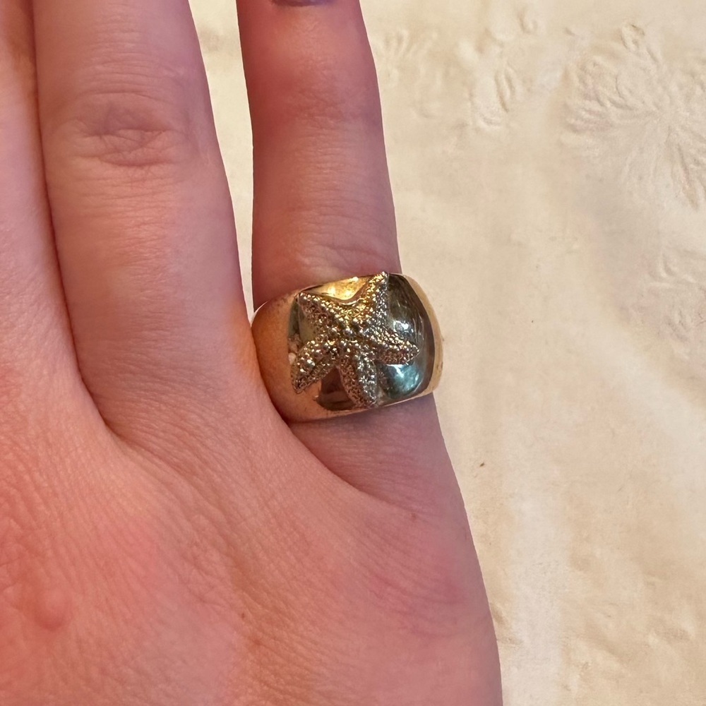 Vintage Sarah Coventry Sea Star Starfish ring -OS